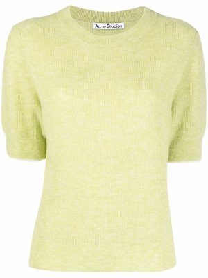 Short-sleeved ribbed-knit top Acne Studios. Цвет: зеленый