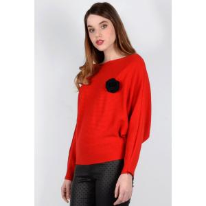 Пуловер с круглым вырезом из тонкого трикотажа MOLLY BRACKEN. Цвет: красный
