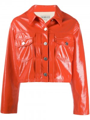 Лакированная укороченная куртка Fiorucci. Цвет: оранжевый
