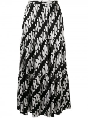 Расклешенная юбка макси с геометричным узором Andrew Gn. Цвет: черный