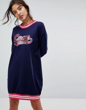Платье-джемпер в спортивном стиле с логотипом Love Moschino. Цвет: синий