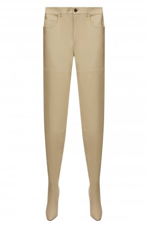 Кожаные брюки Saint Laurent. Цвет: кремовый