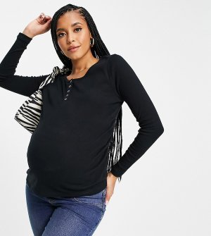Черный базовый лонгслив хенли -Черный цвет Cotton:On Maternity