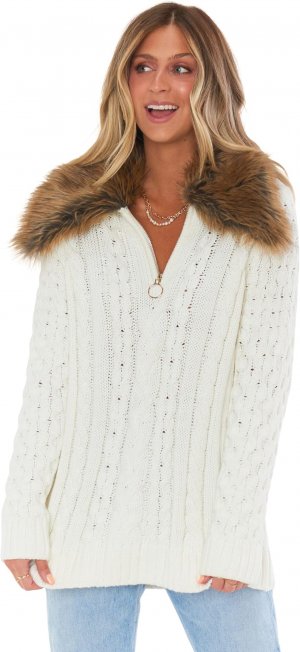 Пуловер «Солнечная долина» , цвет Cream Cable Knit/Faux Fur Show Me Your Mumu
