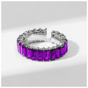 Кольцо, акрил, пластик, безразмерное, серебряный, фиолетовый Queen Fair. Цвет: фиолетовый