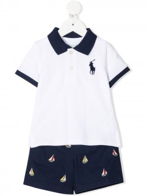 Комплект из футболки и шортов Ralph Lauren Kids. Цвет: белый