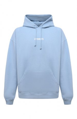 Хлопковое худи VETEMENTS. Цвет: голубой