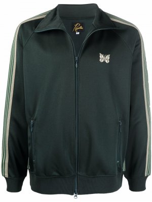 Спортивная куртка с отделкой в полоску Needles. Цвет: зеленый
