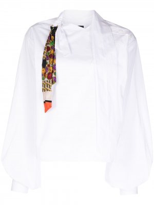 Рубашка с воротником-шарфом Kolor. Цвет: белый