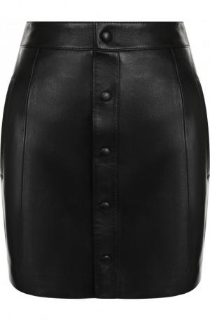 Кожаная мини-юбка с карманами Saint Laurent. Цвет: черный