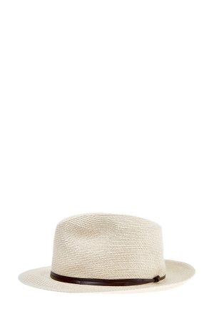 Плетеная шляпа-трилби с кожаной отделкой MC2 SAINT BARTH. Цвет: бежевый