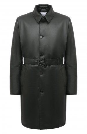 Кожаное пальто Bottega Veneta. Цвет: зелёный