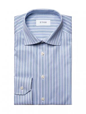 Рубашка Slim Fit с узором «гусиные лапки», эластичная в четырех направлениях , синий Eton