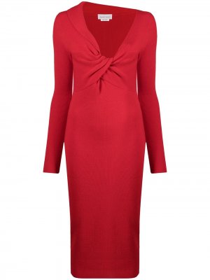Трикотажное платье с драпировкой Alexander McQueen. Цвет: красный