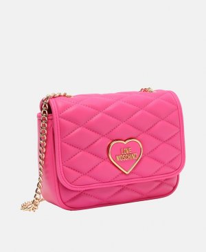 Кожаная сумка через плечо Love Moschino, розовый MOSCHINO