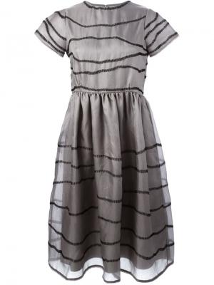 Свободное платье с вышивкой Jupe. Цвет: серый