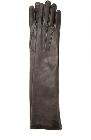 Удлиненные кожаные перчатки с металлизированной отделкой Quis. Цвет: чёрный