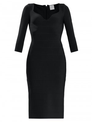 Платье миди Icon из эластичного трикотажа, черный Hervé Léger