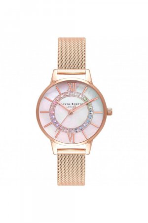Модные аналоговые кварцевые часы Wonderland из нержавеющей стали — Ob16Wd95 , белый Olivia Burton