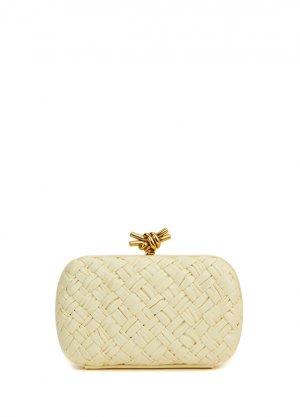 Желтый женский кожаный портфель для рук knot Bottega Veneta