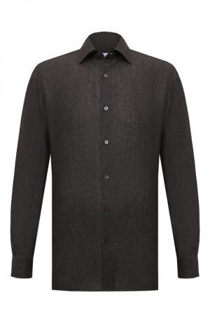 Льняная рубашка Giampaolo. Цвет: серый
