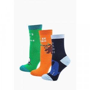 Носки , 3 пары, размер 35-39, зеленый, синий, оранжевый Big Bang Socks. Цвет: зеленый/оранжевый/синий