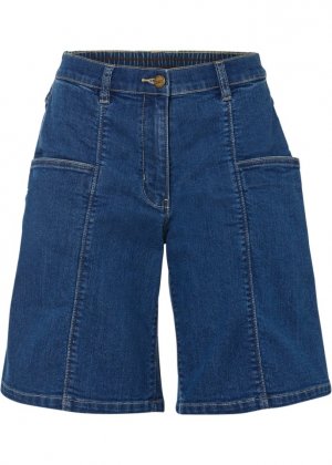 Джинсы-шорты с высокой талией большими карманами и удобным поясом , синий Bpc Bonprix Collection