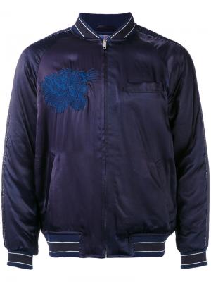 Куртка-бомбер с вышивкой Blue Japan. Цвет: синий
