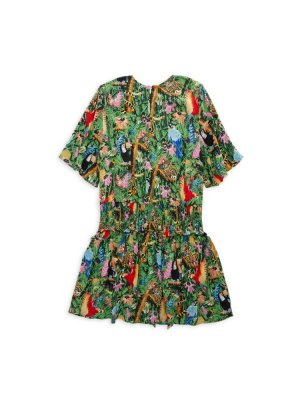 Расклешенное платье тропического кроя для маленьких девочек и , зеленый Kenzo