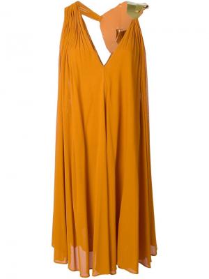 Платье с золотистой вставкой Jay Ahr. Цвет: жёлтый и оранжевый