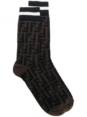 Носки с логотипом Fendi. Цвет: коричневый