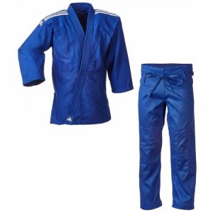 Кимоно для дзюдо , размер 110, синий adidas. Цвет: синий/синий-белый