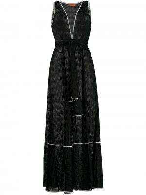 Длинное платье с V-образным вырезом и поясом Missoni. Цвет: черный