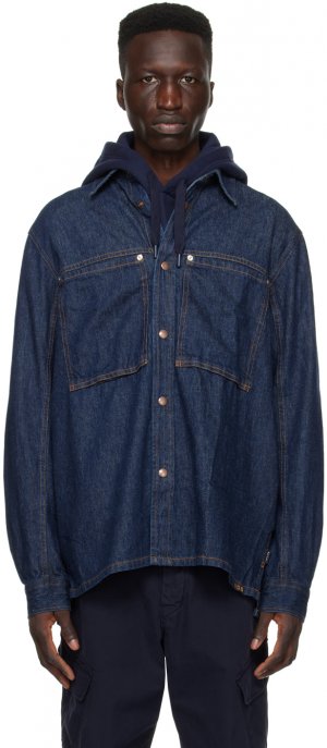 Синяя джинсовая рубашка с накладными карманами Ps By Paul Smith