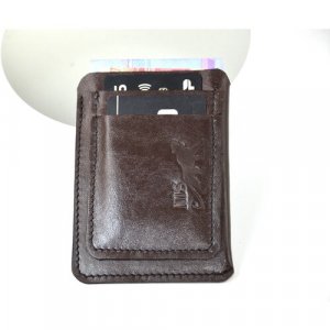 Кредитница натуральная кожа, 2 кармана для карт, коричневый NIS. Цвет: коричневый