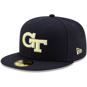 Мужские желтые куртки Navy Georgia Tech Primary Team Logo Basic 59FIFTY Облегающая шляпа NEW ERA