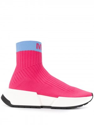 Кроссовки-носки в стиле колор-блок MM6 Maison Margiela. Цвет: розовый
