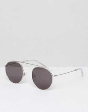 Серебристые солнцезащитные очки-авиаторы в круглой оправе Monokel Eyewear. Цвет: серебряный