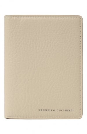 Кожаная обложка для паспорта Brunello Cucinelli. Цвет: кремовый