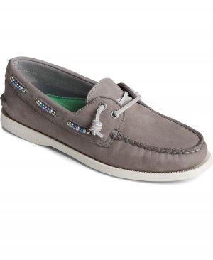 Женские оригинальные кожаные топсайдеры с двумя люверсами , серый Sperry