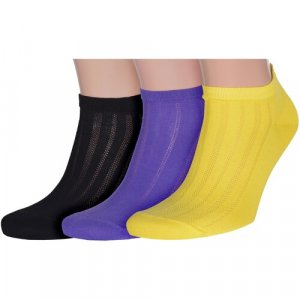 Носки , 3 пары, размер 25, фиолетовый, черный, желтый LorenzLine. Цвет: желтый/фиолетовый/черный