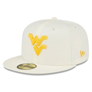 Мужская облегающая шляпа New Era White West Virginia Mountaineers Chrome Color Dim 59FIFTY