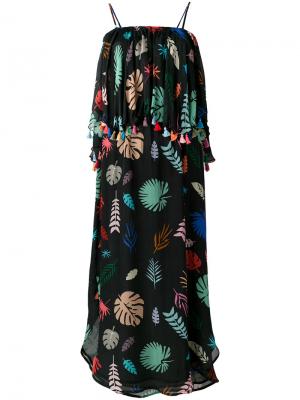 Платье с растительным рисунком и оборками Carolina K. Цвет: чёрный