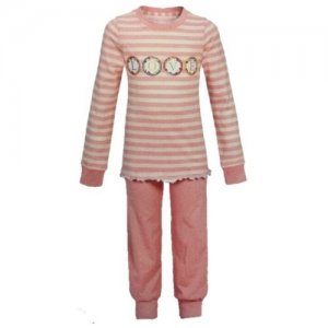 Пижама детская 6431203 рост 104, для девочек, хлопок RINGELLA. Цвет: розовый/белый/бежевый