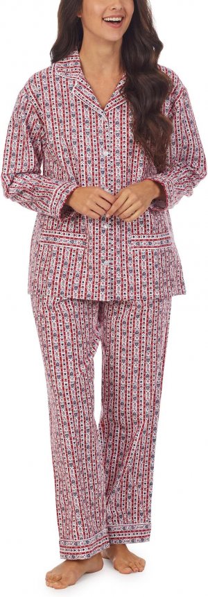 Классический фланелевой пижамный комплект с воротником-стойкой Lanz of Salzburg, цвет Classic Red Tyroleans Salzburg