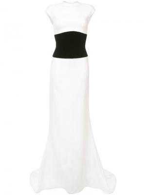 Вечернее корсетное платье Oscar de la Renta. Цвет: белый