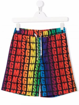 Плавки-шорты с логотипом MSGM Kids. Цвет: черный