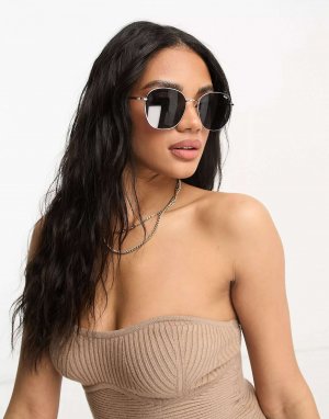 Круглые солнцезащитные очки Quay Jezabell золотисто-дымчатого цвета Australia