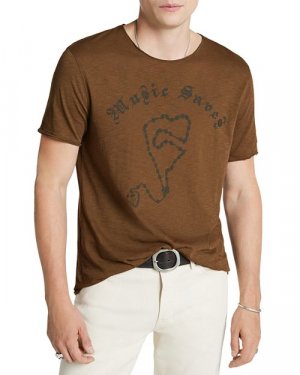 Хлопковая футболка с рисунком «Музыка спасает» , цвет Brown John Varvatos