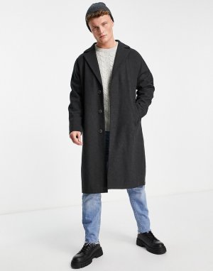 Длинное пальто-кокон с добавлением шерсти -Серый Harry Brown